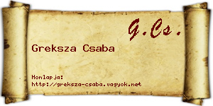 Greksza Csaba névjegykártya
